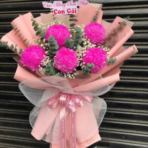 Bó Hoa cúc mẫu đơn hồng